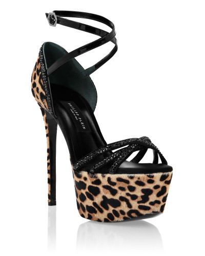 Crystal  Platform Leopard Sandals
