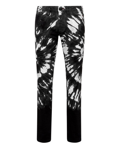 Denim Trousers Super Straight Cut Tie dye