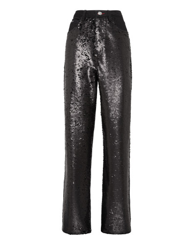 Denim Trousers Super Loose Fit Paillettes