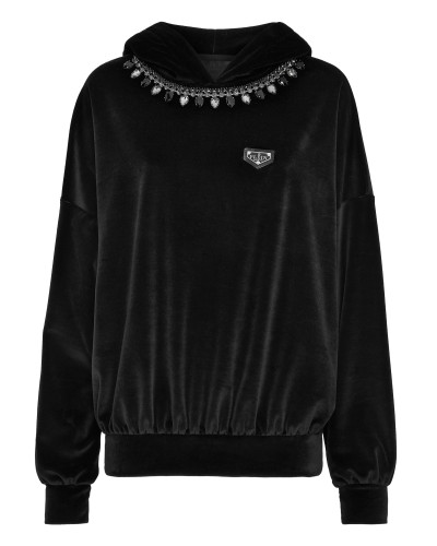 Velvet Hoodie sweatshirt Crystal Chain