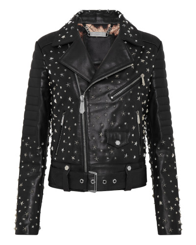 Leather Biker oversize stars Studs