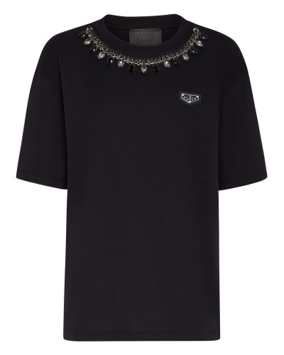 T-shirt Round Neck SS Crystal Chain