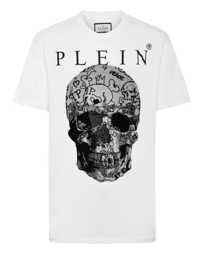 T-shirt Round Neck SS Skull with Crystals