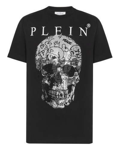 T-shirt Round Neck SS Skull with Crystals