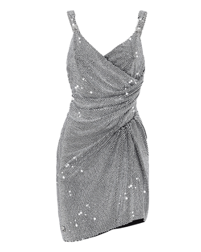 Drapped Mini Dress with Crystals