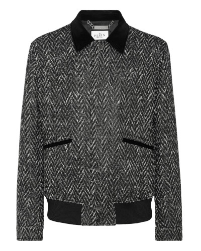 Chevron Collared Bomber Gothic Plein