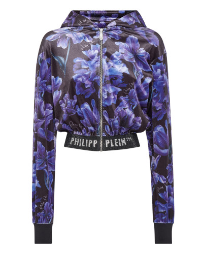 Cropped Hoodie Sweatjacket Flowers