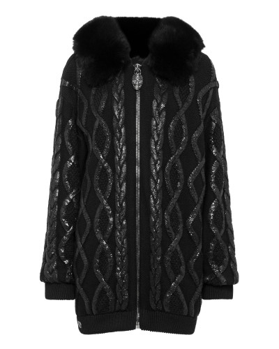 Wool & Foil Lurex Zip Cardigan