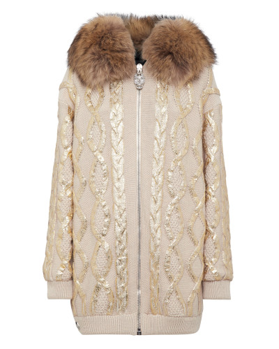 Wool & Foil Lurex Zip Cardigan