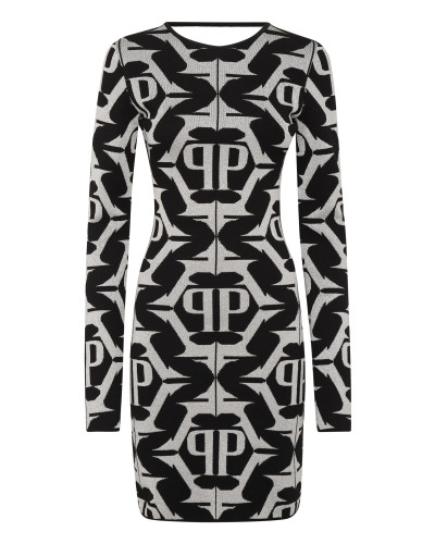 Viscose & Lurex Mini Dress Hexagon