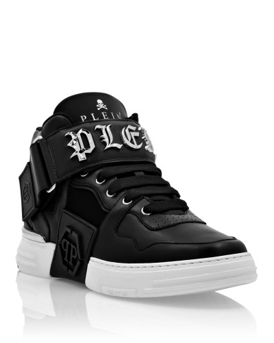Mix Leather Mid-Top Sneakers Gothic Plein