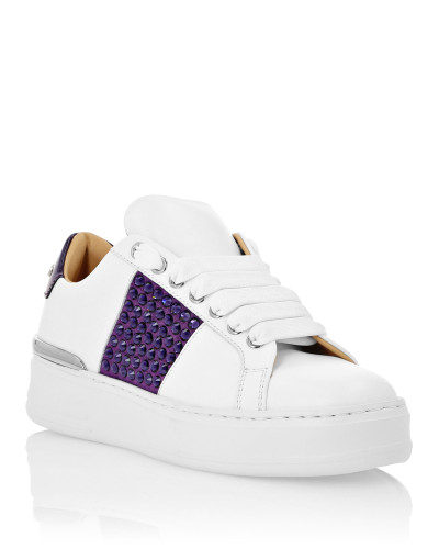 Mix Leather Lo-Top Sneakers Crystal