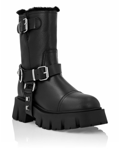 Leather Biker Boots Studs