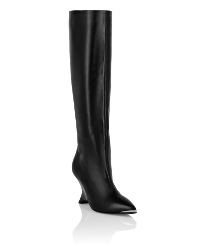 Patent Leather High Wedges Boots
