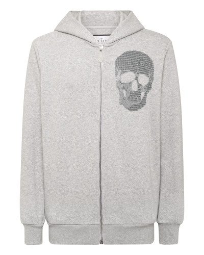 Zipped Hoodie Sweatshirt Skull strass