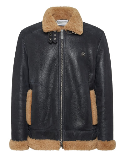 Shearling Leather Biker Jacket