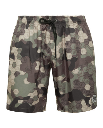 Camouflage Long Swim Boxer Monogram