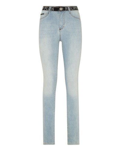 Denim Strass Band High Waist Jegging Trousers