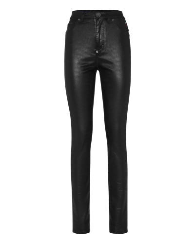 Coated Denim Super High Waist Jeggings