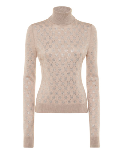 Knitted Strass Top With Padded Shoulders Monogram