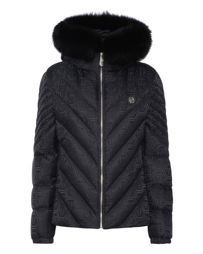 Puffer Jacket Fox Hood Monogram