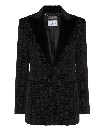 Velvet Single Breasted Blazer Monogram