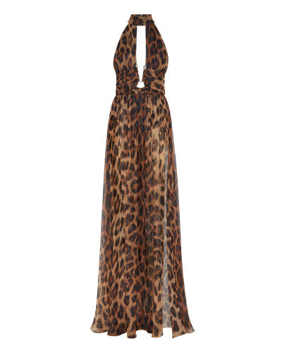 Silk Chiffion Long Dress Leopard