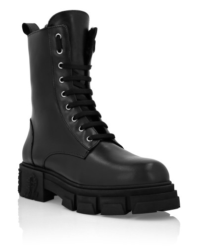 Deer Leather Boots Mid Flat Gothic Plein