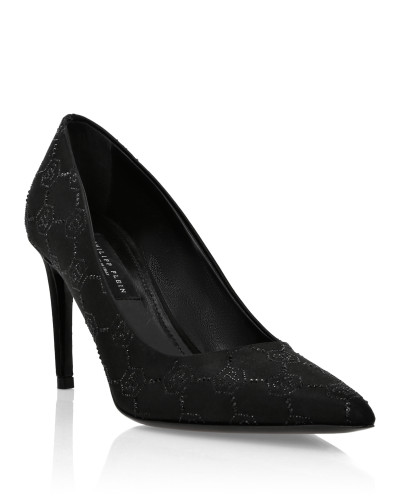 Satin Decollete Mid Heels Strass Monogram