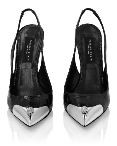 Crocco Slingback High Heels Shoes Skull strass Crocco Slingback High Heels Shoes Skull strass
