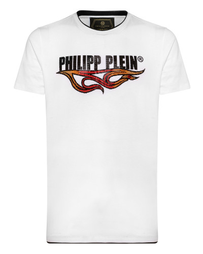 T-shirt Gold Cut Round Neck Flame