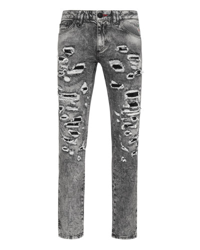 Denim Slim Fit with Metal mesh