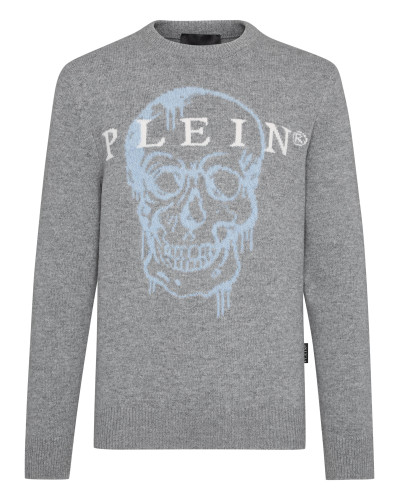 Pullover Round Neck LS Intarsia Skull