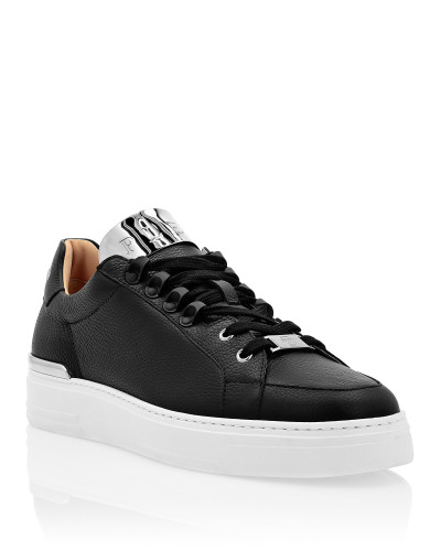 LO-TOP SNEAKERS SILVER $URFER LEATHER
