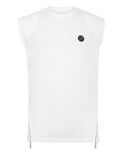 Sleeveless T-shirt Round Neck Hexagon