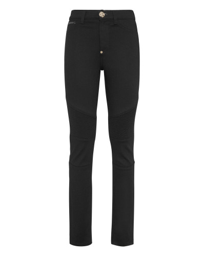 Denim Trousers High Waist Biker