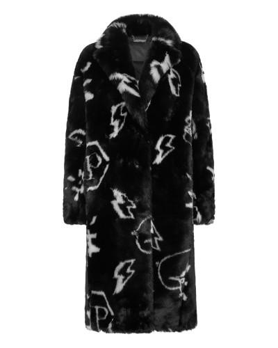 Eco fur Long Coat Monogram