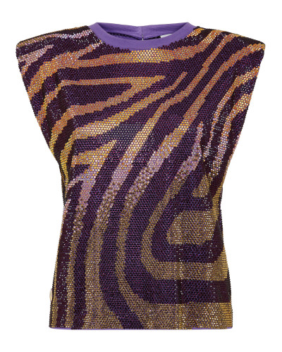 Sleeveless T-shirt with Crystals