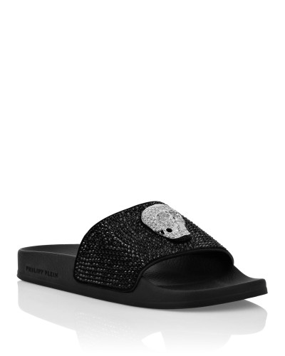Sandals Flat Skull with Crystals