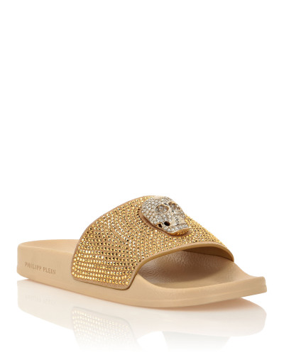 Sandals Flat Skull with Crystals
