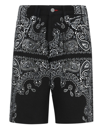Denim Shorts Paisley Bandana