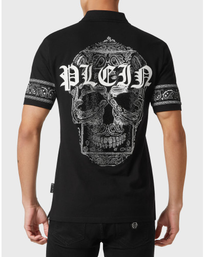 Slim Fit Polo shirt SS Paisley Strass