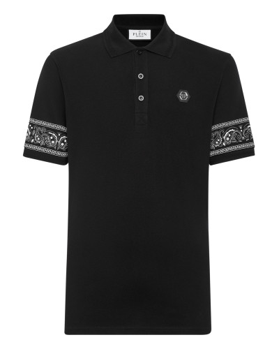 Slim Fit Polo shirt SS Paisley Strass