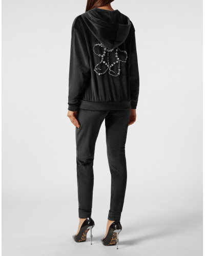 Chenille Jogging Tracksuit: Hoodie/Trousers with Crystals Teddy Bear