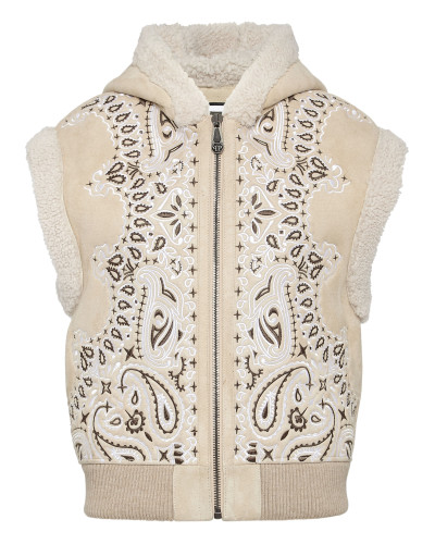 Shearling Oversize Gilet Paisley Bandana