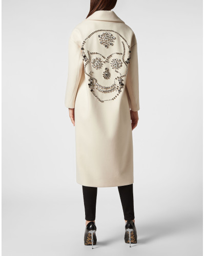 Oversized Wool  Long Coat Castoni Skull