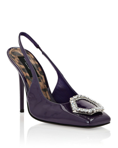 Patent Leather Decollete Hi-Heels Crystal Hexagon