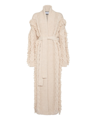 Wool Blend Long Cardigan Skull