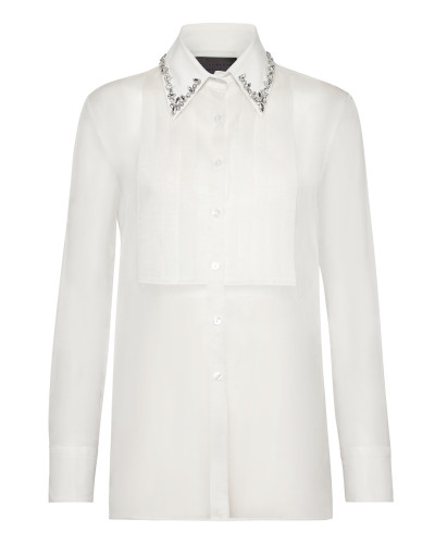 Organza Regular Collar Strass Shirt
