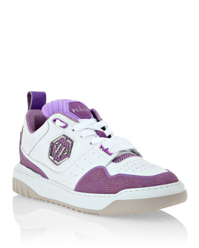 Mix Leather Lo-Top Sneakers Crystal